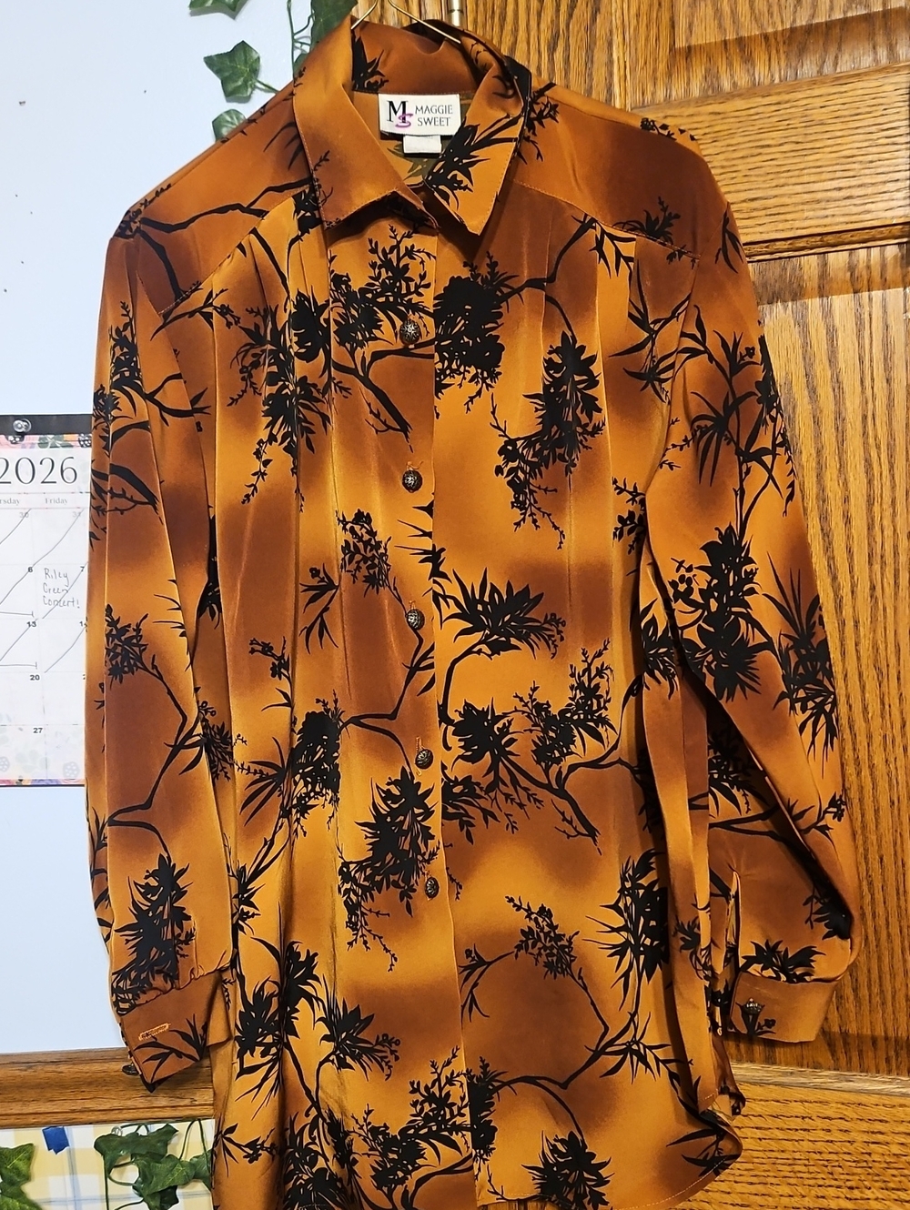 Burnt Orange Floral Button-Up Shirt